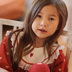 Платье с длинным рукавом Flöss "Ellen Poppy Red", сердечная мозаика